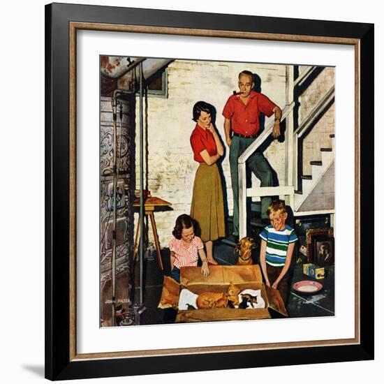 "Kittens in the Basement", January 8, 1955-John Falter-Framed Giclee Print