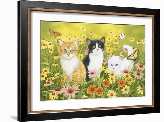 Kittens in the Garden-William Vanderdasson-Framed Giclee Print