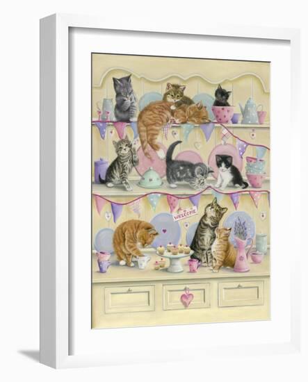 Kittens on Dresser-Janet Pidoux-Framed Giclee Print