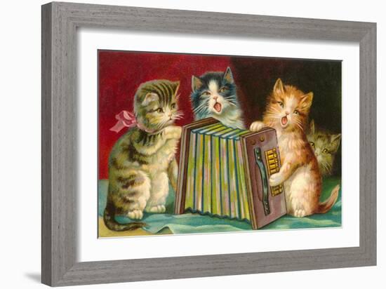 Kittens Playing Concertina-null-Framed Art Print