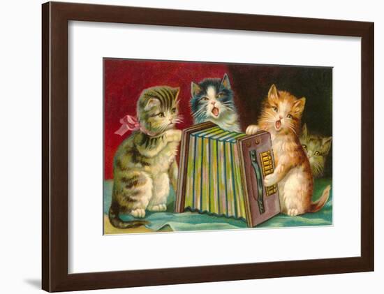 Kittens Playing Concertina-null-Framed Art Print