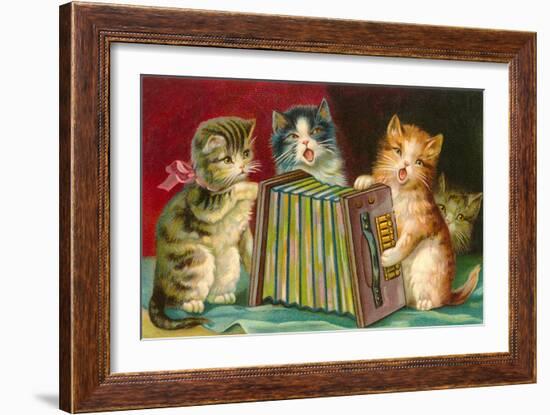 Kittens Playing Concertina-null-Framed Art Print
