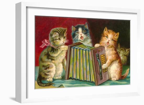 Kittens Playing Concertina-null-Framed Art Print