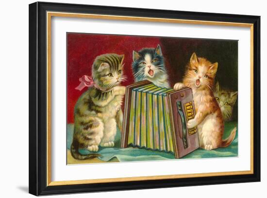 Kittens Playing Concertina-null-Framed Art Print