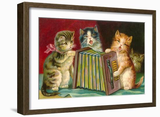 Kittens Playing Concertina-null-Framed Premium Giclee Print