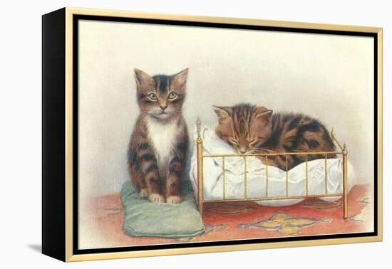 Kittens with Crib-null-Framed Stretched Canvas