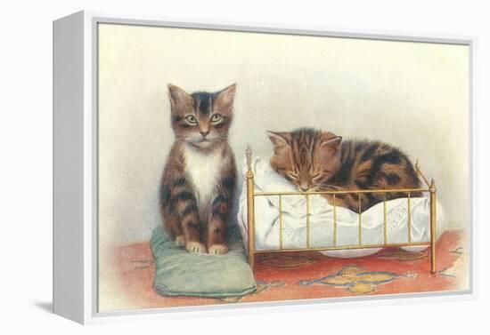 Kittens with Crib-null-Framed Stretched Canvas