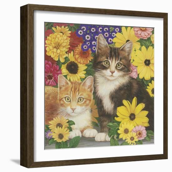 Kitties and Flowers-William Vanderdasson-Framed Giclee Print