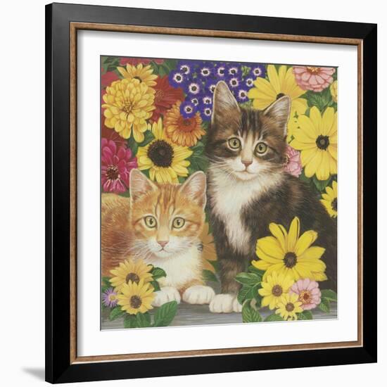 Kitties and Flowers-William Vanderdasson-Framed Giclee Print