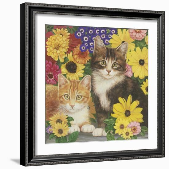 Kitties and Flowers-William Vanderdasson-Framed Giclee Print