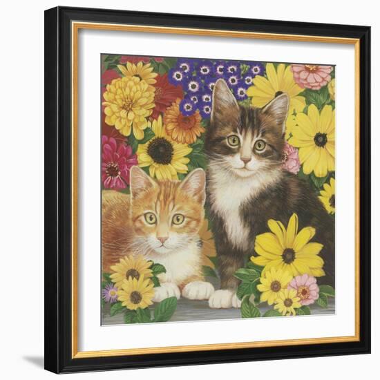 Kitties and Flowers-William Vanderdasson-Framed Giclee Print