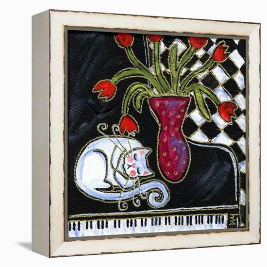 Kitty Asleep on the Piano-Wyanne-Framed Premier Image Canvas