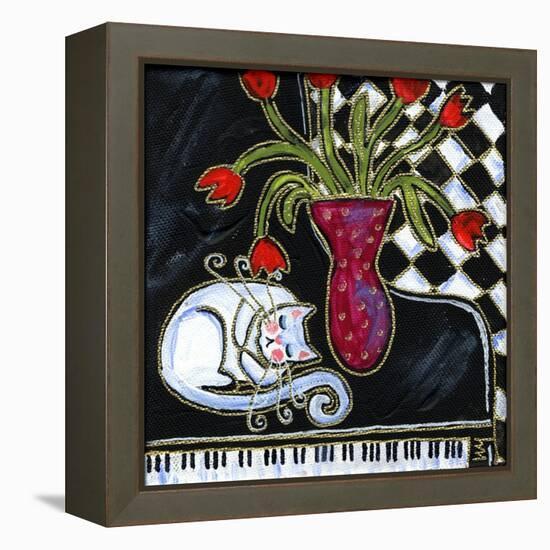 Kitty Asleep on the Piano-Wyanne-Framed Premier Image Canvas