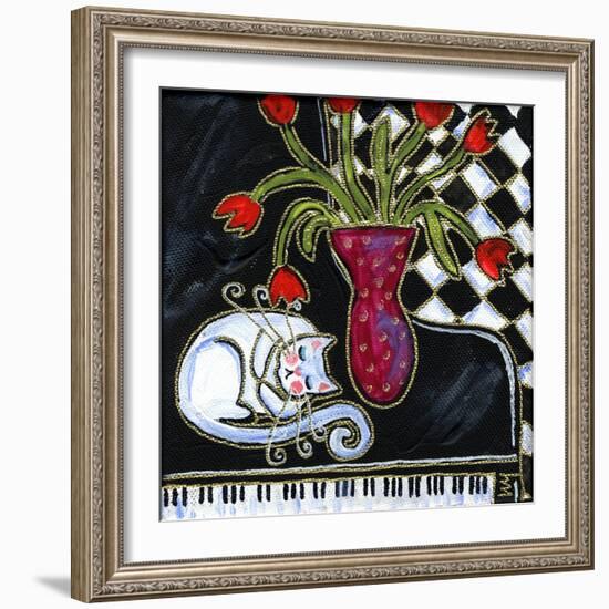 Kitty Asleep on the Piano-Wyanne-Framed Giclee Print