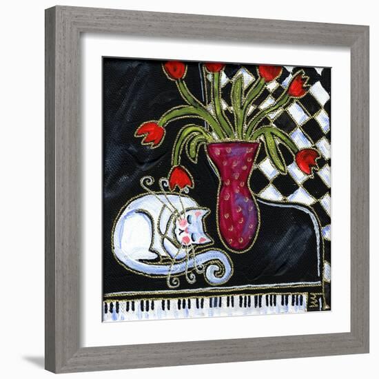 Kitty Asleep on the Piano-Wyanne-Framed Giclee Print