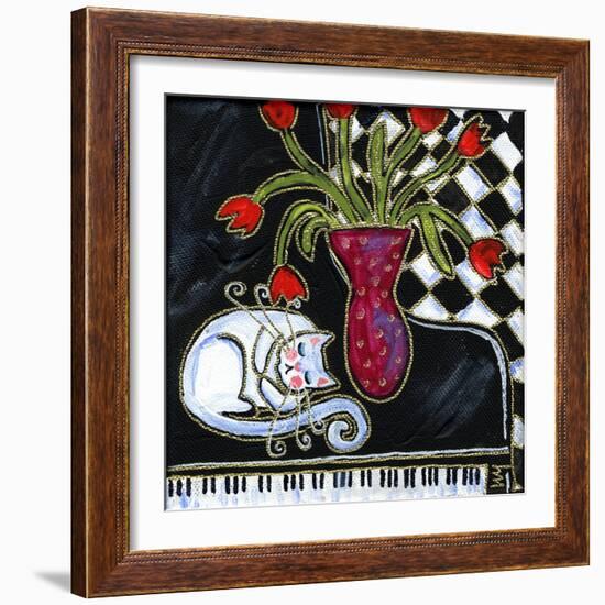 Kitty Asleep on the Piano-Wyanne-Framed Giclee Print