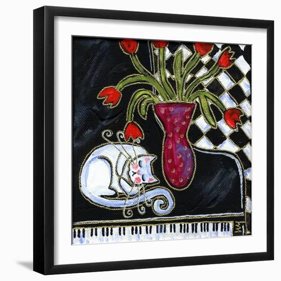 Kitty Asleep on the Piano-Wyanne-Framed Giclee Print