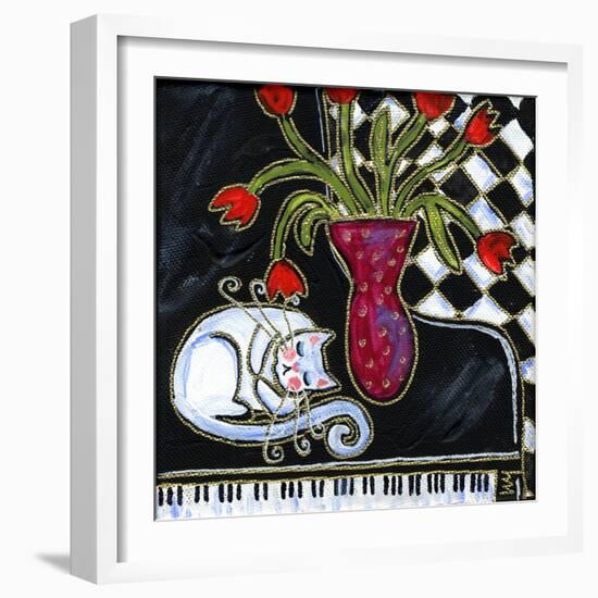 Kitty Asleep on the Piano-Wyanne-Framed Giclee Print