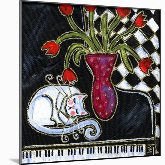 Kitty Asleep on the Piano-Wyanne-Mounted Giclee Print