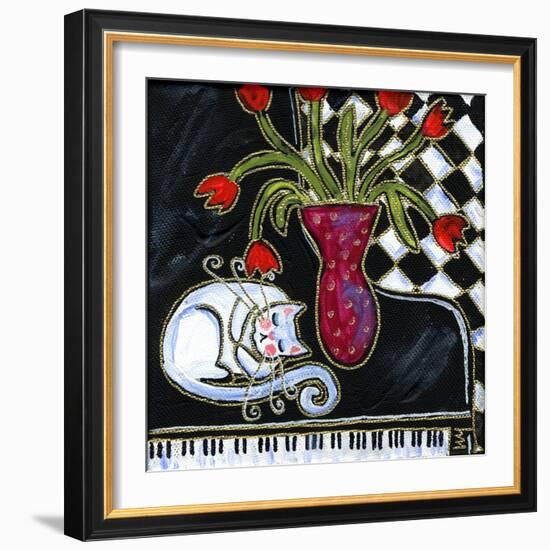 Kitty Asleep on the Piano-Wyanne-Framed Giclee Print