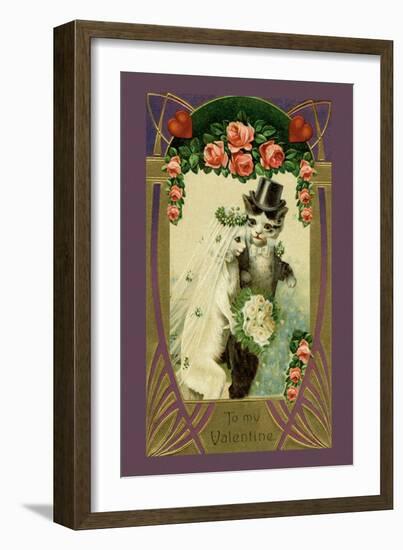 Kitty Bride and Groom-null-Framed Art Print