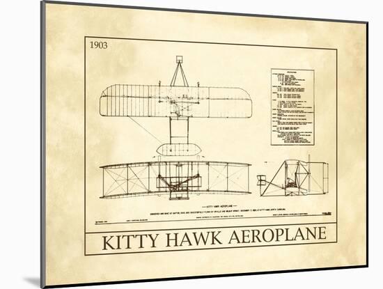 Kitty Hawk Aeroplane-null-Mounted Art Print