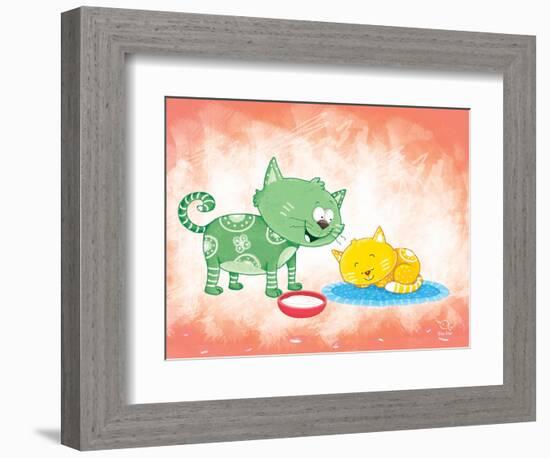 Kitty Koo-Blue Fish-Framed Art Print