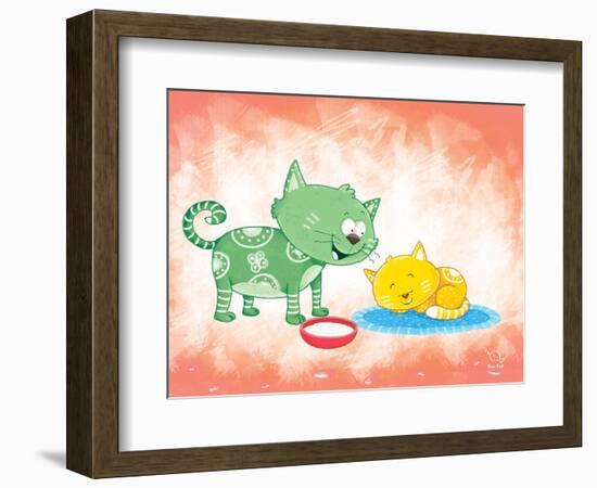 Kitty Koo-Blue Fish-Framed Art Print