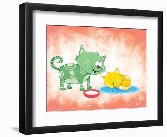 Kitty Koo-Blue Fish-Framed Art Print