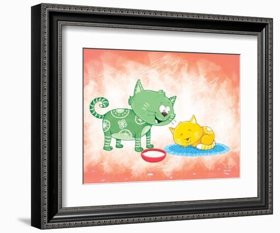 Kitty Koo-Blue Fish-Framed Art Print