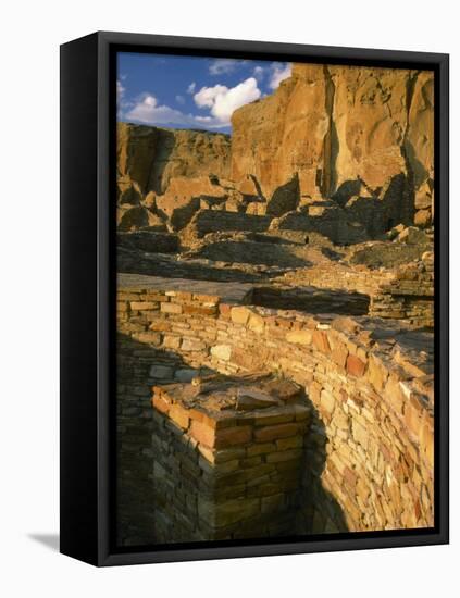Kiva wall, Pueblo Bonito, Chaco Canyon, Chaco Culture National Historical Park, New Mexico, USA-Scott T. Smith-Framed Premier Image Canvas
