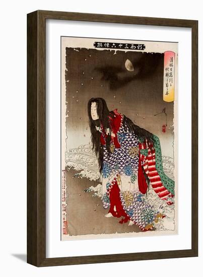 Kiyohime Change into River Snake, Thirty-Six Transformations-Yoshitoshi Tsukioka-Framed Giclee Print