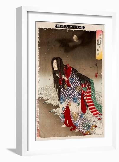 Kiyohime Change into River Snake, Thirty-Six Transformations-Yoshitoshi Tsukioka-Framed Giclee Print