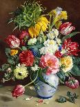 Tulips, Roses, Narcissi and other Flowers in a Blue and White Vase-Klausner R.-Framed Premier Image Canvas