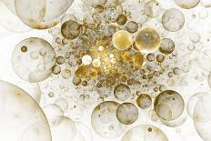 Abstract Chaotic Glittering Gold and Grey Bubbles. Fantasy Fractal Design. Digital Art. 3D Renderin-Klavdiya Krinichnaya-Framed Stretched Canvas