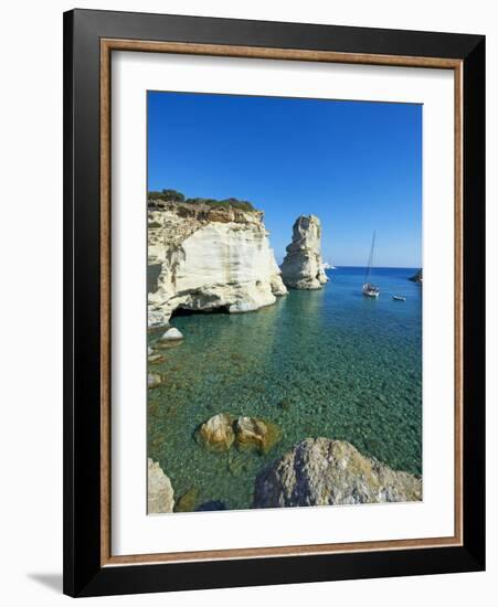 Kleftiko Bay, White Cliffs of Kleftiko, Milos, Cyclades Islands, Greek Islands, Aegean Sea, Greece,-Tuul-Framed Photographic Print