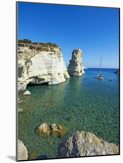 Kleftiko Bay, White Cliffs of Kleftiko, Milos, Cyclades Islands, Greek Islands, Aegean Sea, Greece,-Tuul-Mounted Photographic Print