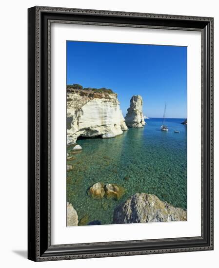 Kleftiko Bay, White Cliffs of Kleftiko, Milos, Cyclades Islands, Greek Islands, Aegean Sea, Greece,-Tuul-Framed Photographic Print