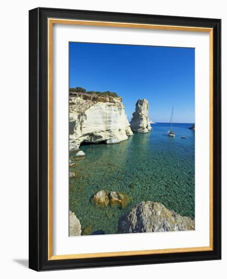 Kleftiko Bay, White Cliffs of Kleftiko, Milos, Cyclades Islands, Greek Islands, Aegean Sea, Greece,-Tuul-Framed Photographic Print