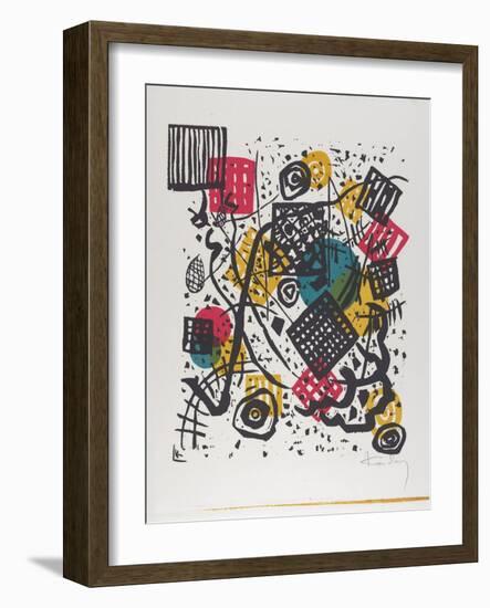 Kleine Welten V (Small Worlds V), 1922 (Woodcut Printed in Red, Blue, Yellow, and Black)-Wassily Kandinsky-Framed Giclee Print