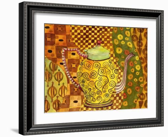 Klimt Style Teapot Art Print-Blenda Tyvoll-Framed Art Print