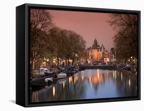 Kloveniers Burgwal Canal and Waag Historic Building, Nieuwmarkt, Amsterdam, Holland-Michele Falzone-Framed Premier Image Canvas