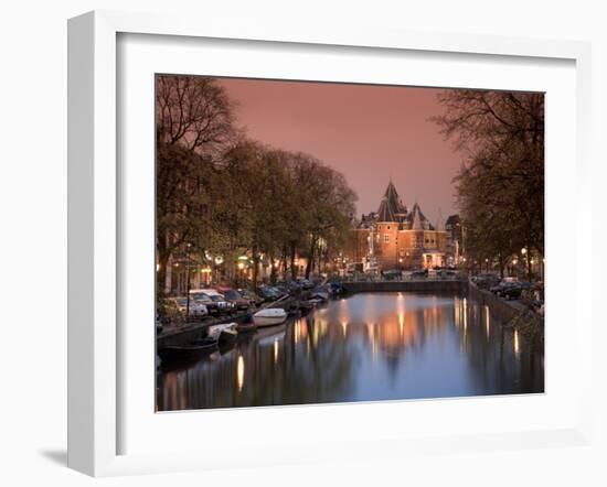 Kloveniers Burgwal Canal and Waag Historic Building, Nieuwmarkt, Amsterdam, Holland-Michele Falzone-Framed Photographic Print