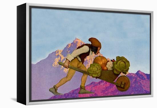 Knave with a Wheelbarrow-Maxfield Parrish-Framed Stretched Canvas