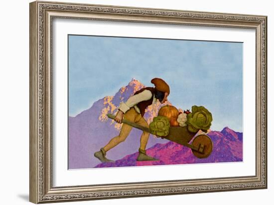 Knave with a Wheelbarrow-Maxfield Parrish-Framed Art Print