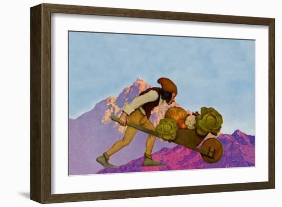 Knave with a Wheelbarrow-Maxfield Parrish-Framed Art Print