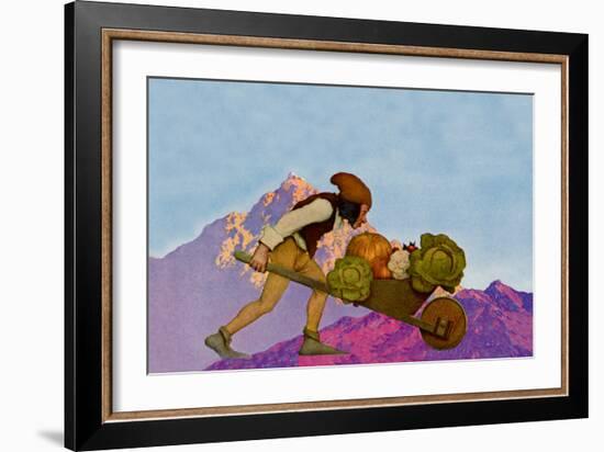 Knave with a Wheelbarrow-Maxfield Parrish-Framed Art Print