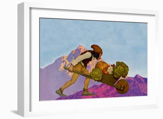 Knave with a Wheelbarrow-Maxfield Parrish-Framed Art Print