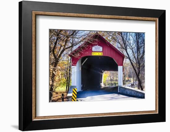 Knechts Covered Bridge Fall Scenic, Bucks County, Pennsylvania, USA-George Oze-Framed Photographic Print