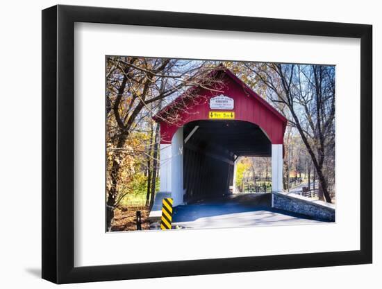 Knechts Covered Bridge Fall Scenic, Bucks County, Pennsylvania, USA-George Oze-Framed Photographic Print